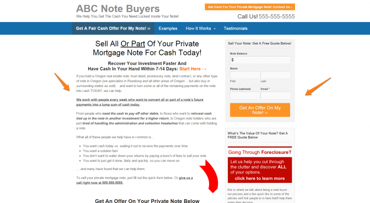 how to build a note buyer website