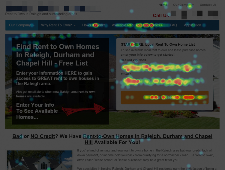 Rent To Own Homes In NC Heatmap