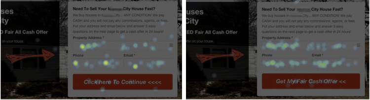 real estate website call to action heat map